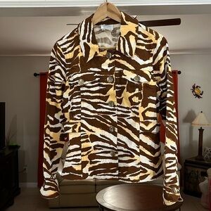 Just B Women’s Animal Print Linen/Cotton Denim Jacket Size S